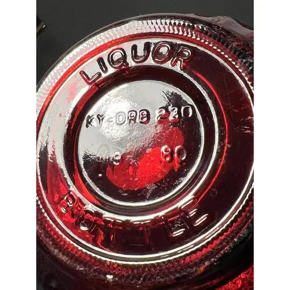 Vintage 1950s Ruby Red Genie-Style Glass Liquor Bottle Decanter, 11” NO STOPPER - Picture 11 of 15